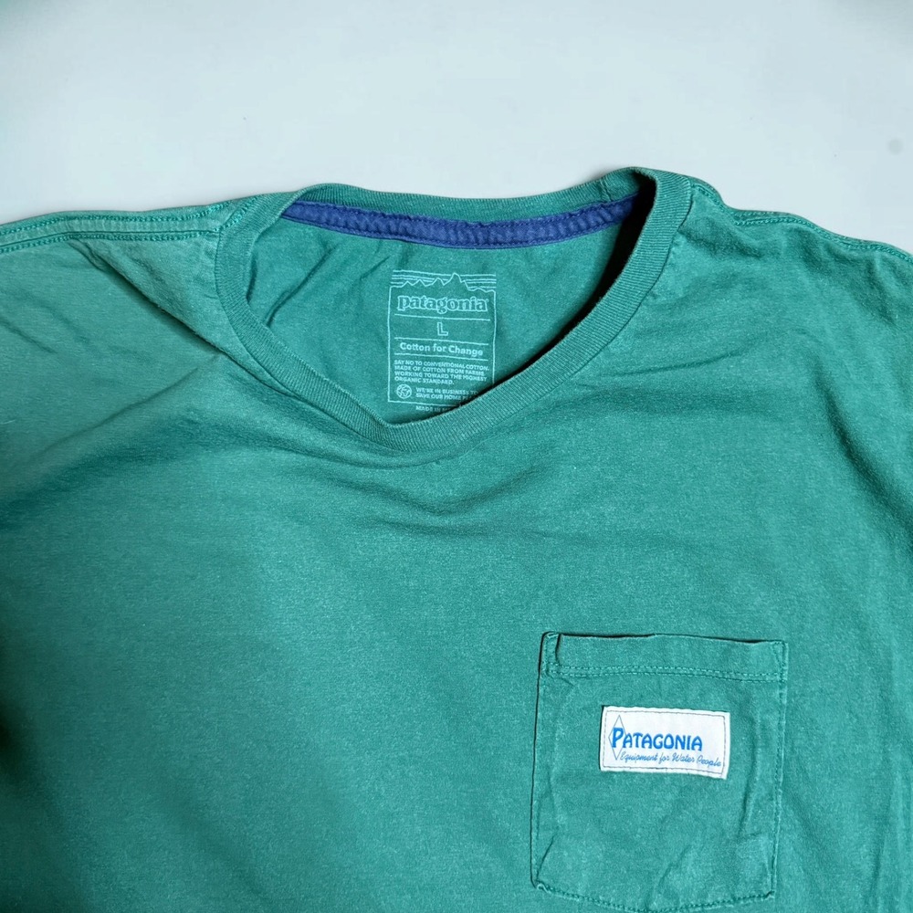 Patagonia Pocket Tee Equipment for Water People Green Large Gorpcore - Picture 4 of 5